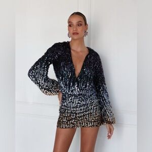 Camila Coelho Trinia Embellished Sequin Mini Dress NWT Size Small